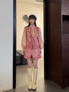 INTO THE EAST 25 Autumn/Winter Lace-Up Silk Top/Shirt/Embroidered Button Tussah Silk Vest/Shorts ITE-E1DGAW020PK22VE Vest (E1DGAW019PK20TP)